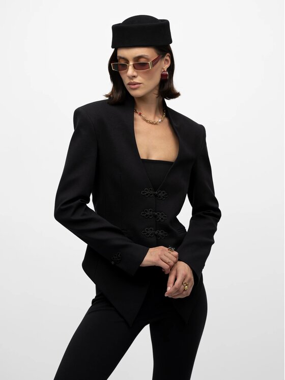 MANDRAGORA MANDRAGORA Marynarka Mona Czarny Slim Fit