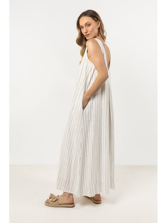 Awama Awama Sukienka letnia A729 Kremowy Basic Fit