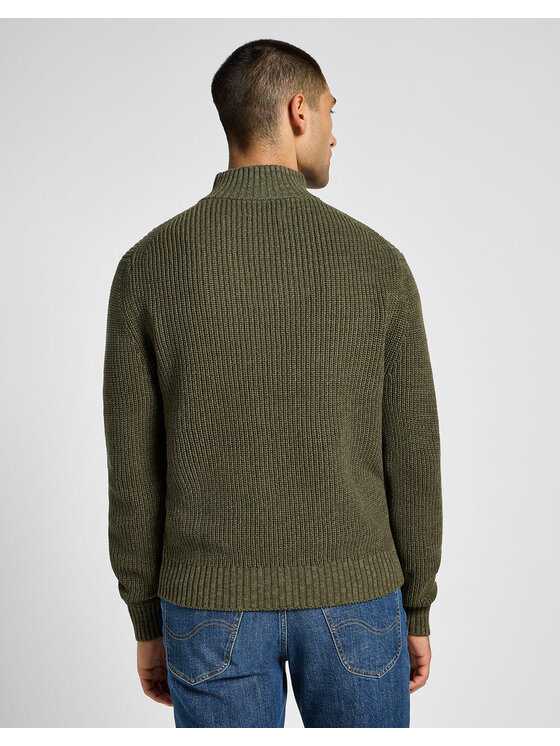 Lee Lee Sweter HALF ZIP KNIT Zielony Regular Fit