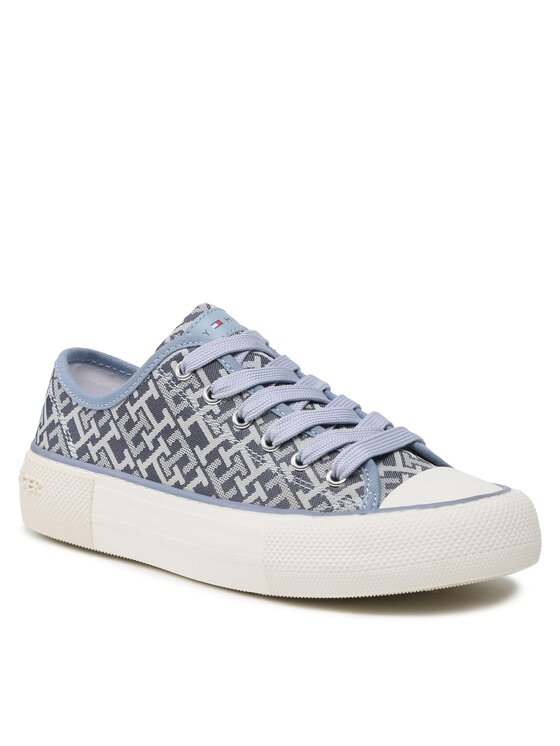 Tommy Hilfiger Tommy Hilfiger Trampki Logo All Over Low Cut Lace-Up Sneaker T3A9-32675-0034 S Granatowy