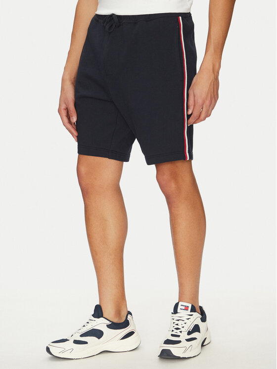 Tommy Hilfiger Tommy Hilfiger Szövet rövidnadrág Global Stripe MW0MW39255 Sötétkék Regular Fit