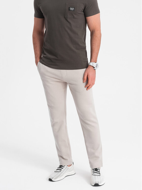 Ombre Ombre Spodnie dresowe OM-PABS-0206 Beżowy Regular Fit