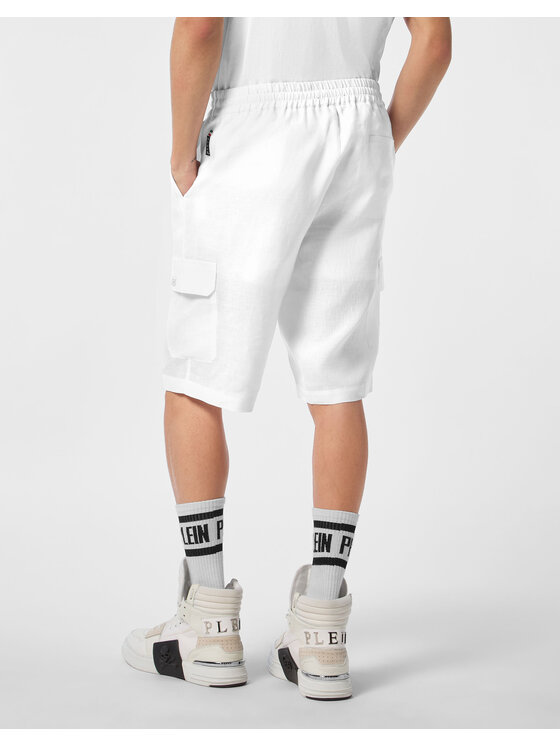PHILIPP PLEIN PHILIPP PLEIN Pantaloncini di tessuto 24503 Bianco Regular Fit