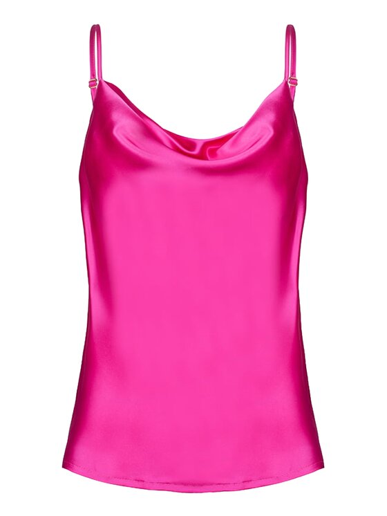 Cat&Cat Cat&Cat Top jedwabny z dekoltem woda Różowy Regular Fit