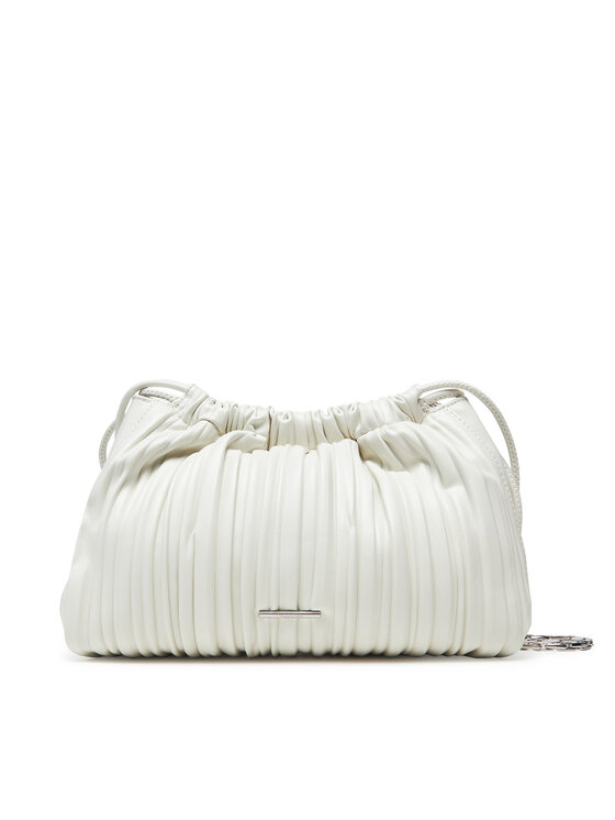 Geantă Calvin Klein Drawstring Plisse Crossbody LV04F3076G Alb