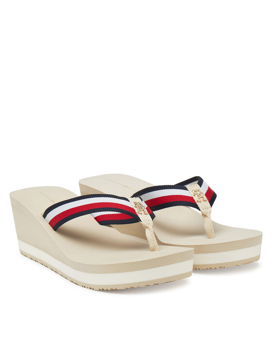 Tommy Hilfiger Tommy Hilfiger Джапанки Th Corporate Wedge Beach Sandal FW0FW08520 Бежов