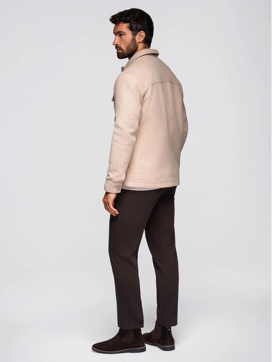 Ombre Ombre Kurtka przejściowa OM-JANP-0291 Beżowy Regular Fit