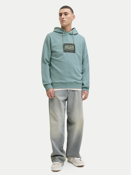 Jack & Jones Jack & Jones Mikina Jjrain Sweat Hood 12288098 Tyrkysová Regular Fit