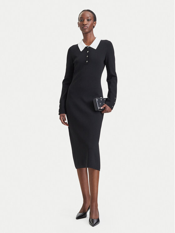KARL LAGERFELD KARL LAGERFELD Sukienka dzianinowa B4W13054 Czarny Regular Fit