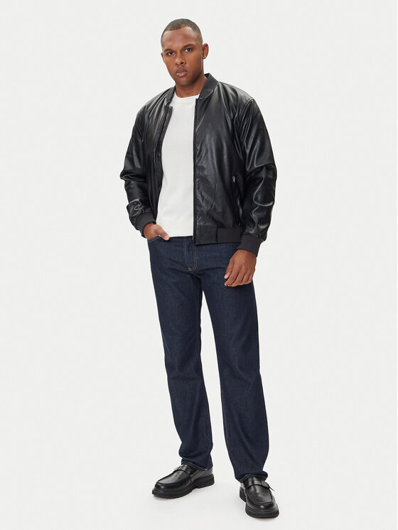 Calvin Klein Jeans Calvin Klein Jeans Μπουφάν από απομίμηση δέρματος LV04RC407G Μαύρο Relaxed Fit