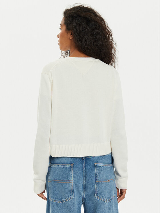 Tommy Jeans Tommy Jeans Kardigāns Essential Badge DW0DW19913 Balts Relaxed Fit