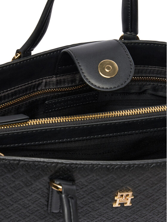 Tommy Hilfiger Tommy Hilfiger Дамска чанта Th Daily Satchel Mono AW0AW18418 Черен