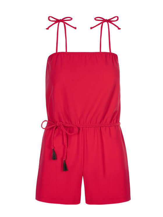 Miss Lou Miss Lou Kombinezon O-RE1-C Czerwony Regular Fit