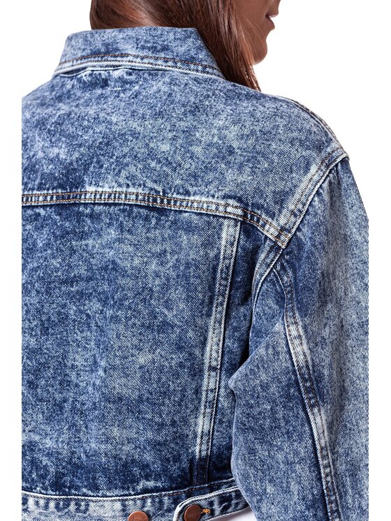 Wrangler Wrangler Kurtka damska CROPPED JACKET Niebieski Regular Fit