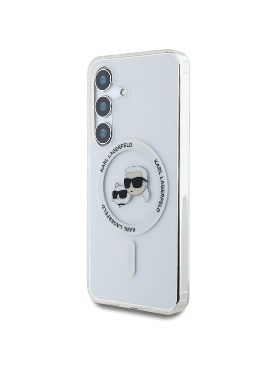 Etui na telefon KARL LAGERFELD, Białe, Button Karl & Choupette Heads Printed Logo