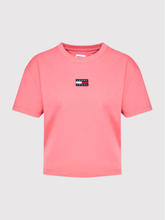 Tommy Jeans Marškinėliai Tjw Tommy Center Badge DW0DW10404 Rožinė Regular  Fit • Modivo.lt
