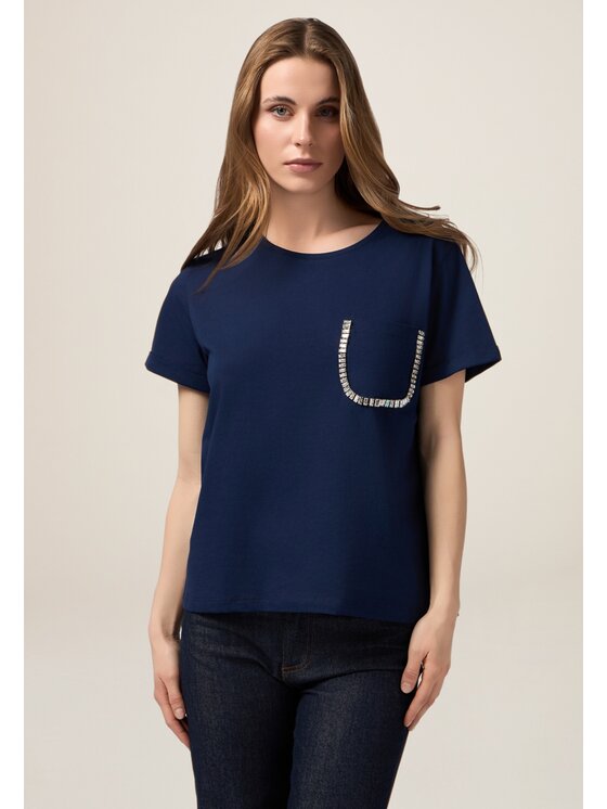 Oltre Oltre T-Shirt G420J004222N034 Niebieski Regular Fit