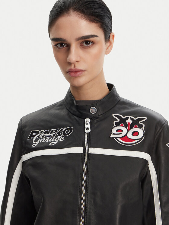 PINKO PINKO Lederjacke 105296 A2N5 Schwarz Regular Fit