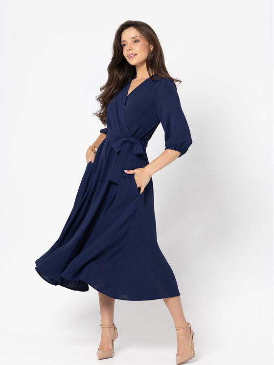 LIDIA KALITA LIDIA KALITA Sukienka koktajlowa Ophélie Granatowy Flare Fit