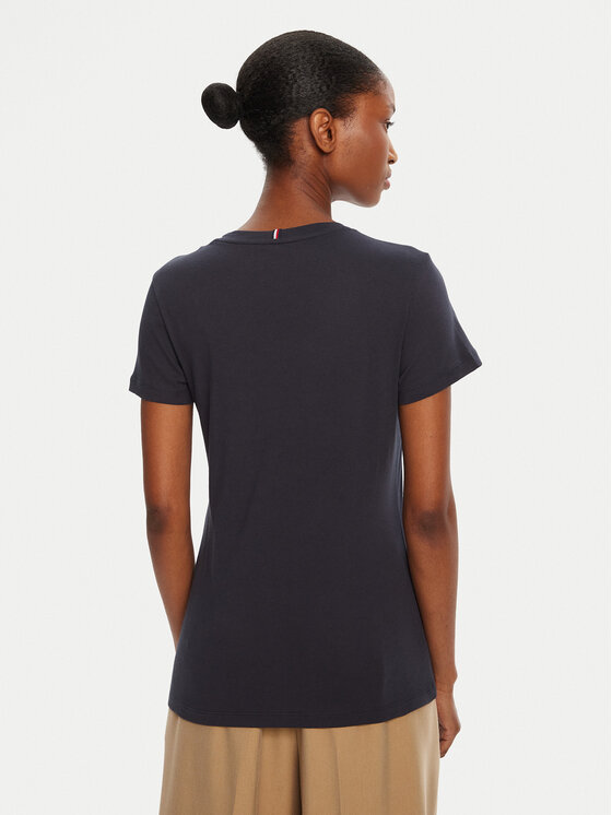 Tommy Hilfiger Tommy Hilfiger Marškinėliai Heritage V-Neck Tee WW0WW24969 Tamsiai mėlyna Regular Fit