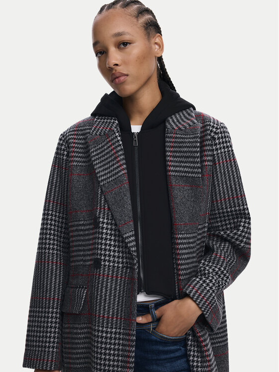 Desigual Desigual Wollmantel Capucha 25WWEW13 Grau Regular Fit