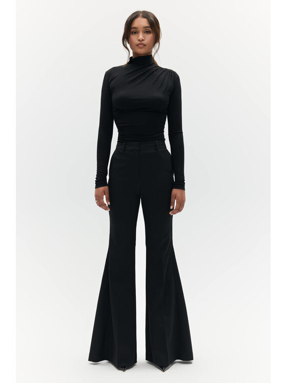 BENU BENU Blúzka Drapowana Čierna Slim Fit