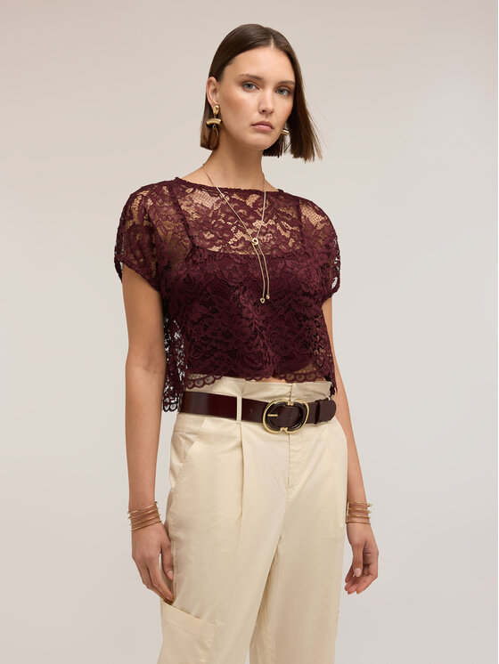 Motivi Motivi Blusa 2041W000808N036 Bordeaux Boxy Fit