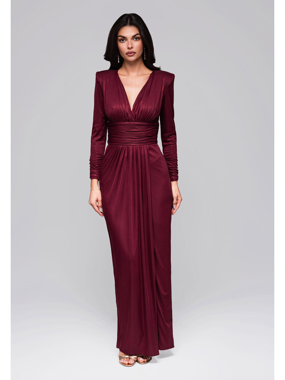 Ombre Ombre Sukienka wieczorowa LA-OM-DLR257 Bordowy Regular Fit