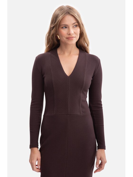 BeWear BeWear Sukienka dzianinowa b307 Brązowy Baggy Fit
