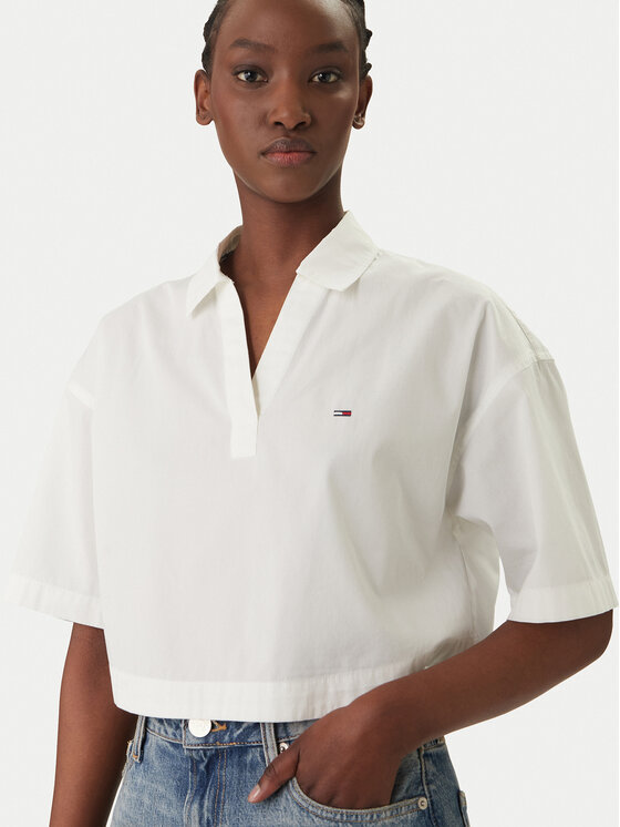 Tommy Jeans Tommy Jeans Tricou polo DW0DW22596 Alb Relaxed Fit