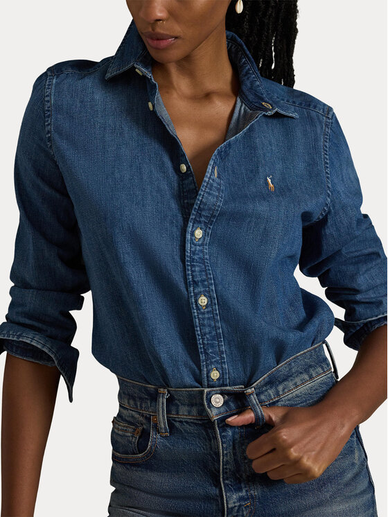 Polo Ralph Lauren Polo Ralph Lauren džinsiniai marškiniai 211969458001 Mėlyna Slim Fit