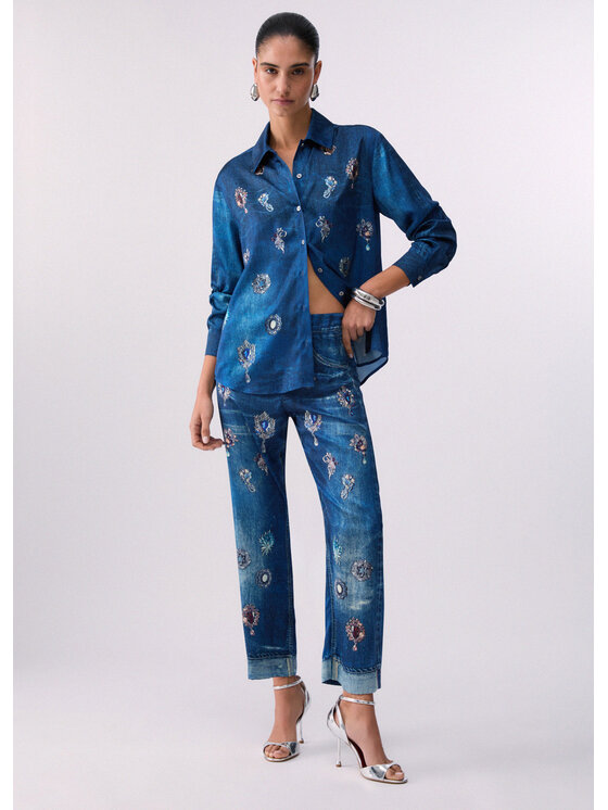 Liu Jo Liu Jo Pantaloni di tessuto UA6311T595879045 Celeste Regular Fit