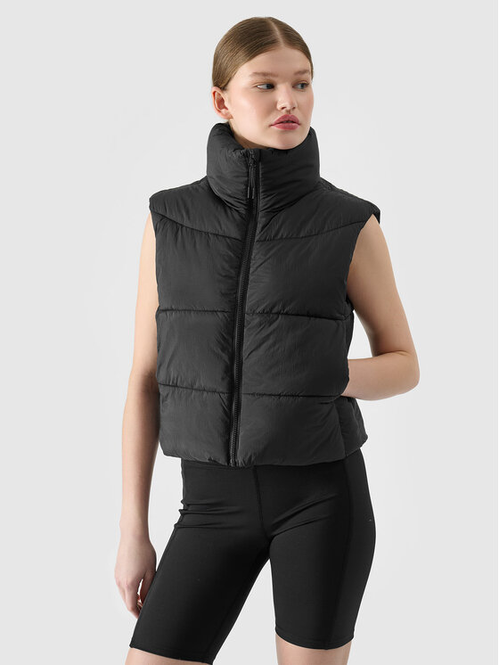 4F 4F Kamizelka MIDSHOP TEXTILE Czarny Oversize