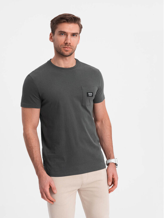 Ombre Ombre T-Shirt OM-TSCT-0109 Szary Classic Fit