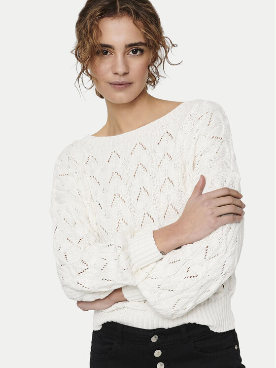 ONLY ONLY Sweter Brynn 15222853 Biały Regular Fit