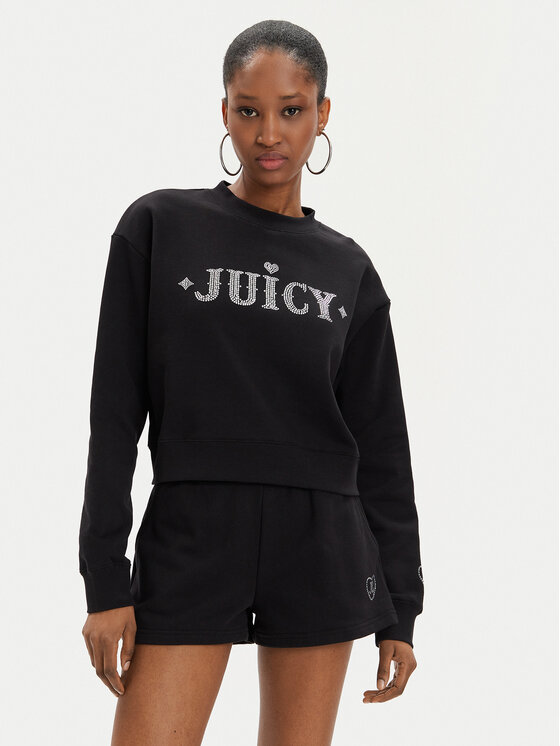 Juicy Couture Džemperis ar kapuci Cristabelle Rodeo JCBAS223824 Melns Regular Fit