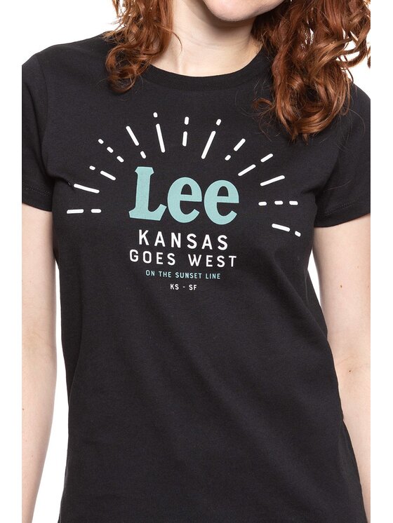 Lee Lee T-Shirt SEASONAL LOGO TEE Czarny Slim Fit