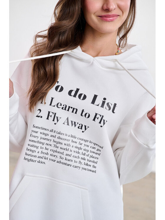 NAOKO NAOKO Bluza To Do List Kremowy Loose Fit
