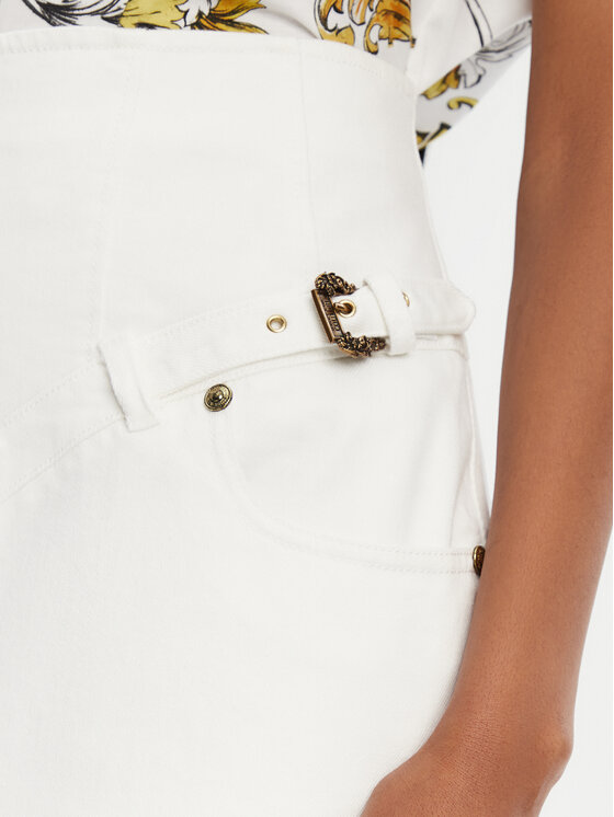 Versace Jeans Couture Versace Jeans Couture Džinsinis sijonas 78HAE85E Balta Regular Fit