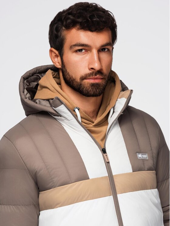 Ombre Ombre Kurtka przejściowa OM-JALP-0296 Brązowy Regular Fit