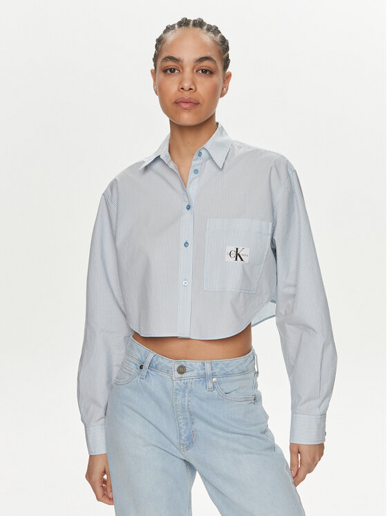 Calvin Klein Jeans Krekls J20J222614 Zils Cropped Fit