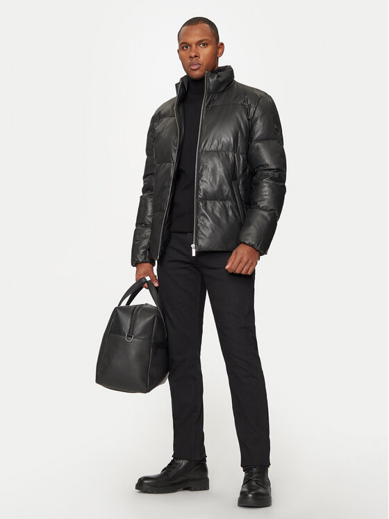 KARL LAGERFELD KARL LAGERFELD Kurtka skórzana 555010 544415 Czarny Regular Fit