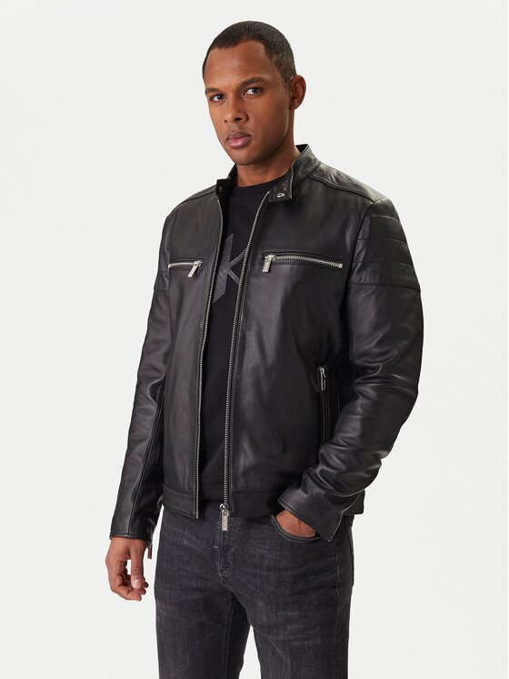 KARL LAGERFELD KARL LAGERFELD Kožená bunda 555022 561421 Černá Slim Fit