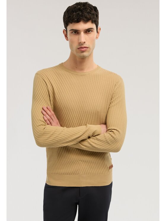 Trussardi Trussardi Sweter M0548000059N012 Kremowy Regular Fit