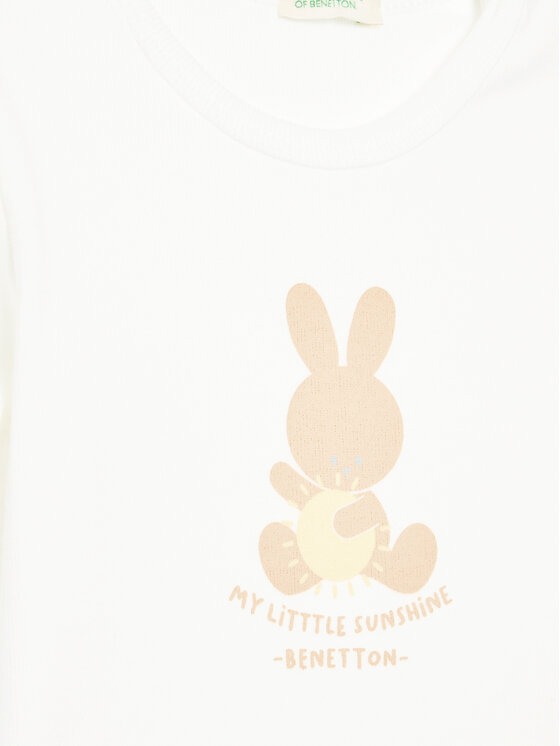 United Colors Of Benetton United Colors Of Benetton T-krekls 3I9WA1003 Balts Regular Fit