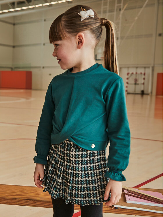 Mayoral Mayoral Set pulover și pantaloni scurți din material textil 4220 Verde Regular Fit