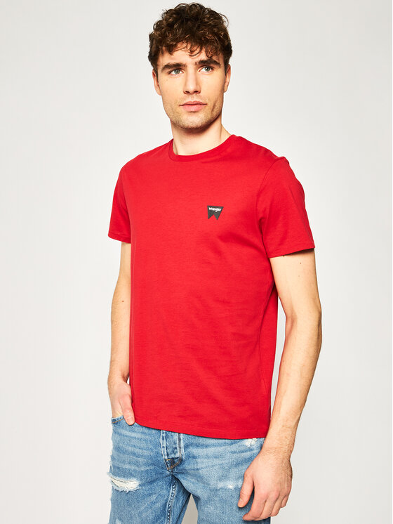 Wrangler Wrangler T-Shirt Sign Off Tee W7C07D3UU 112131608 Czerwony Regular Fit