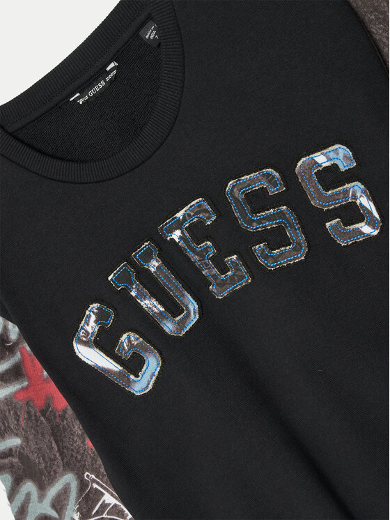 Guess Guess Μπλούζα L5RQ01 KA6R4 Μαύρο Regular Fit