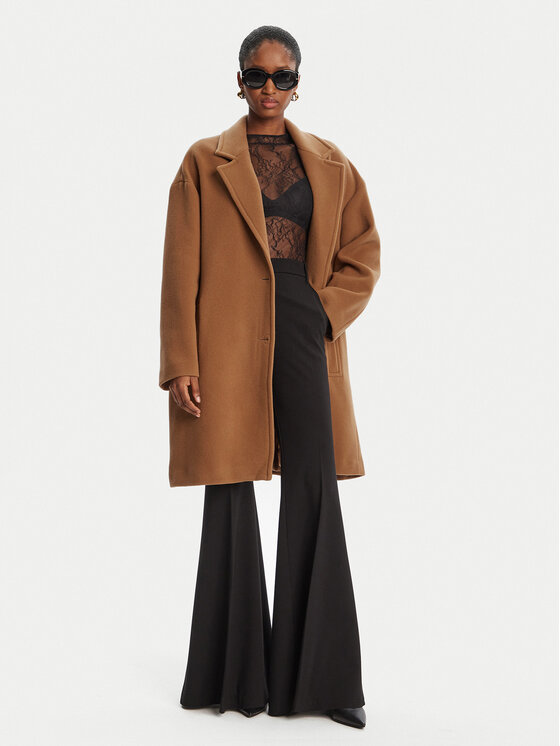 PINKO PINKO Płaszcz wełniany 105685 A2SM Brązowy Regular Fit