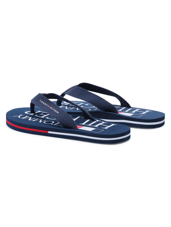 Tommy Hilfiger Tommy Hilfiger Japonki Logo print Flip Flop T3B0-30982-0058 S Granatowy